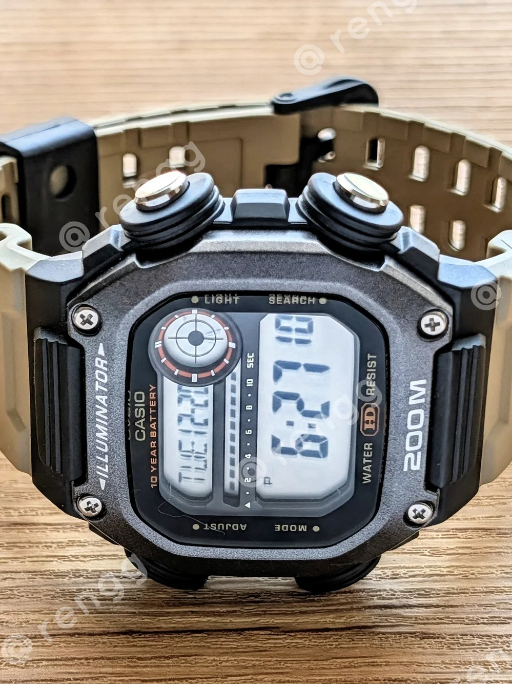 Casio Illuminator Digital Watch - Black Case with Tan Strap